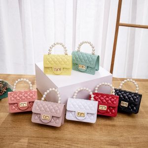 Quilted Pearl Jelly Handbag with Chain Strap - Women's Shoulder Crossbody Bag