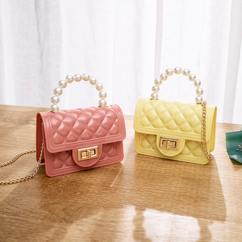 Quilted Pearl Jelly Handbag with Chain Strap - Women's Shoulder Crossbody Bag - Image 2