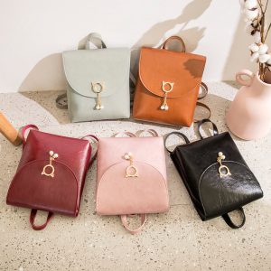 New Korean Style Oil Wax Leather Mini Backpack Simple Women's Shoulder Bag