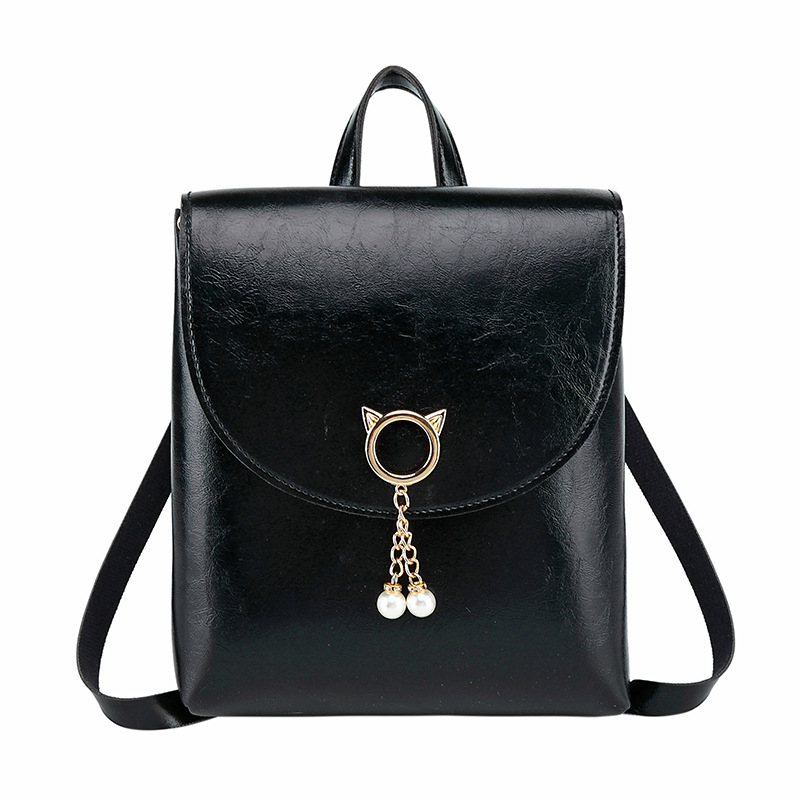 New Korean Style Oil Wax Leather Mini Backpack Simple Women's Shoulder Bag - Image 5