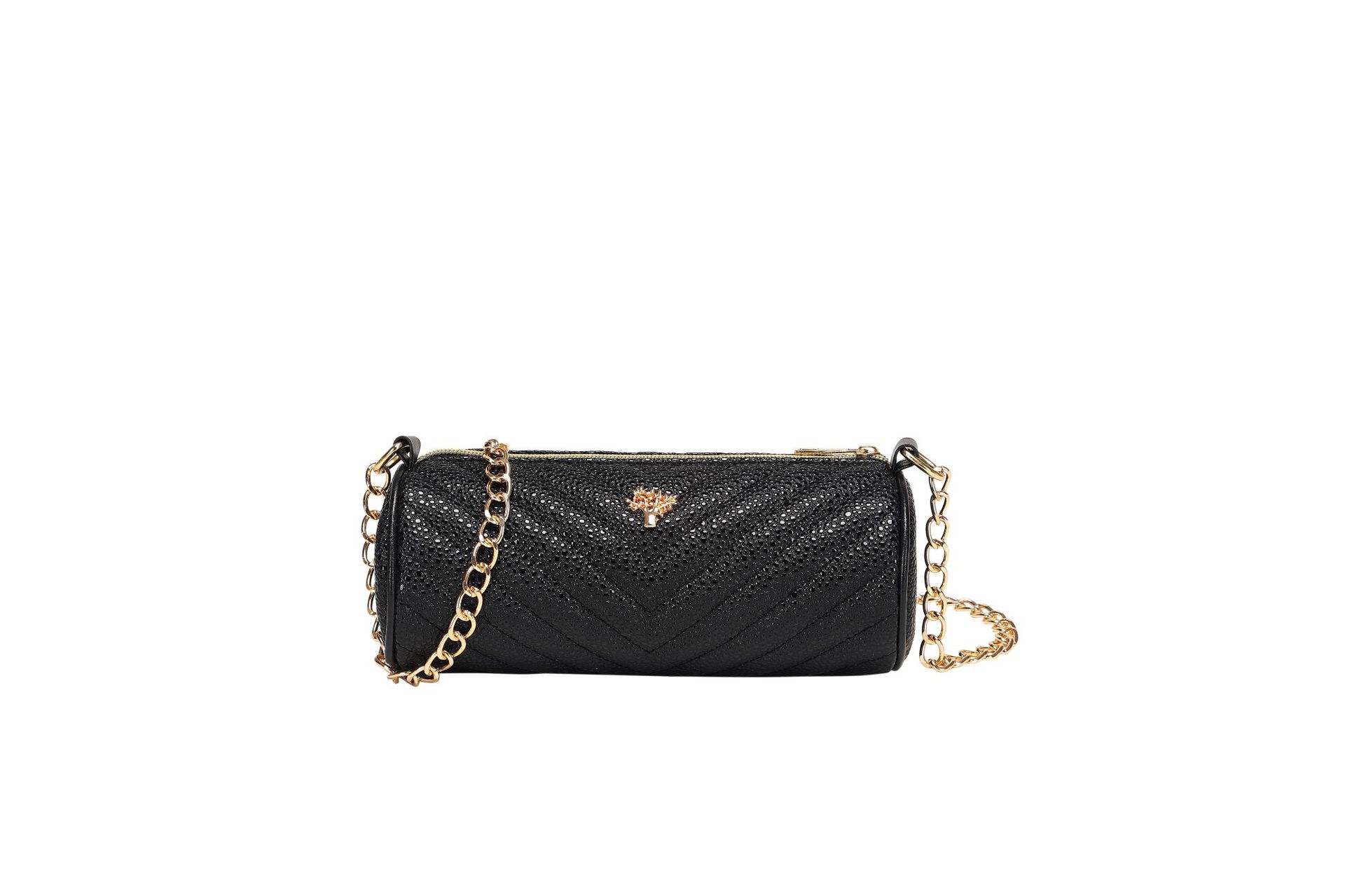 Women's Small Cylinder Shoulder Bag 2023 New Minimalist Embroidered Bucket Bag - Image 5