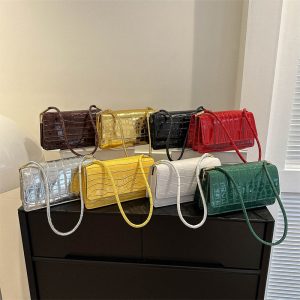 New Stone Pattern Candy Color Mini Square Bag 2023 Trendy Small Handbag Shoulder Crossbody Bag