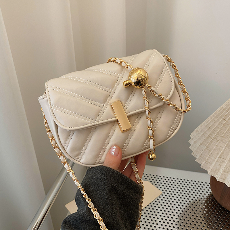 2024 Niche Design Quilted Chain Lock Shoulder Crossbody Mini Square Bag - Image 2