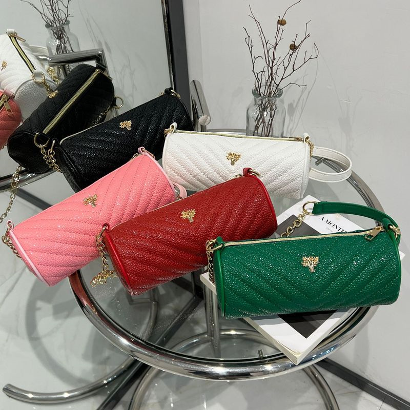 Cylinder Bag Korean Style Women's Small Bag 2024 Simple Embroidered Crossbody