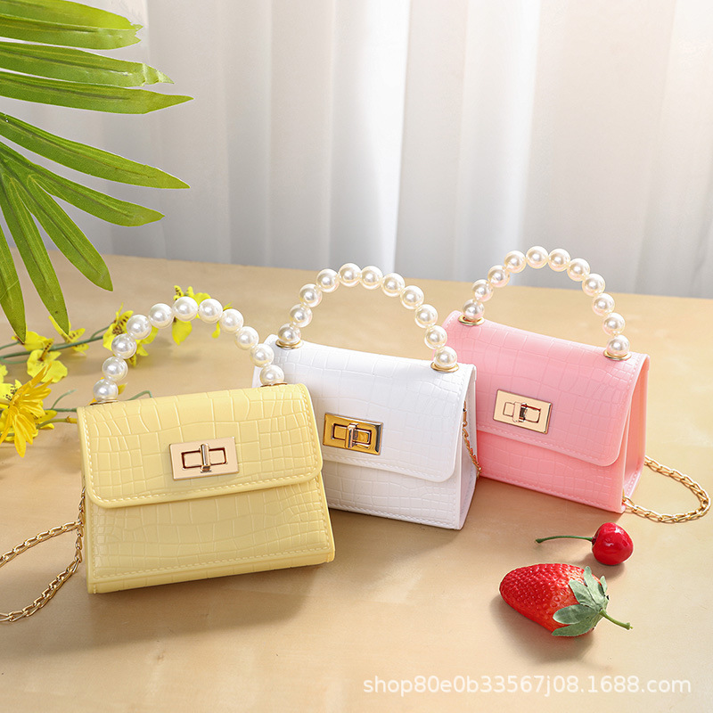 Women's 2024 Summer Jelly Bag with Pearl Handle and Crocodile Pattern - Image 3