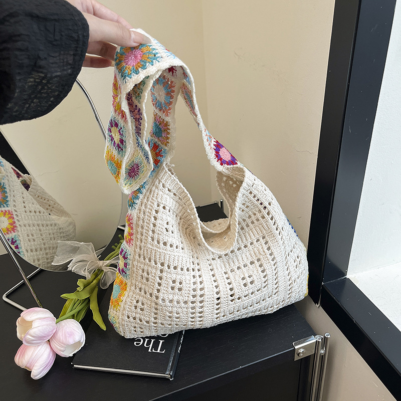 Women's Crochet Tote Bag Lightweight Summer Beach Handbag