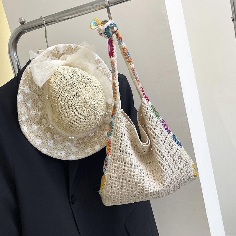 Women's Crochet Tote Bag Lightweight Summer Beach Handbag - Image 3