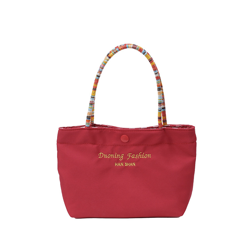 Fashionable Double-Sided Plaid Canvas Tote Bag for Women Commute Small Handbag Street Trendy Retro Casual Color Block - Image 5