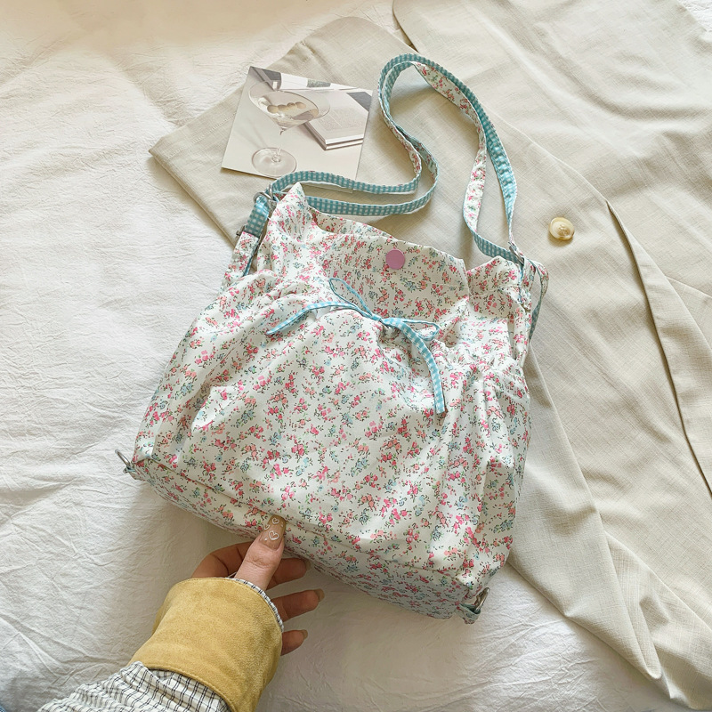 Floral Nylon Convertible Tote Bag for Women - Large Capacity Backpack Shoulder Crossbody Handbag - Image 4