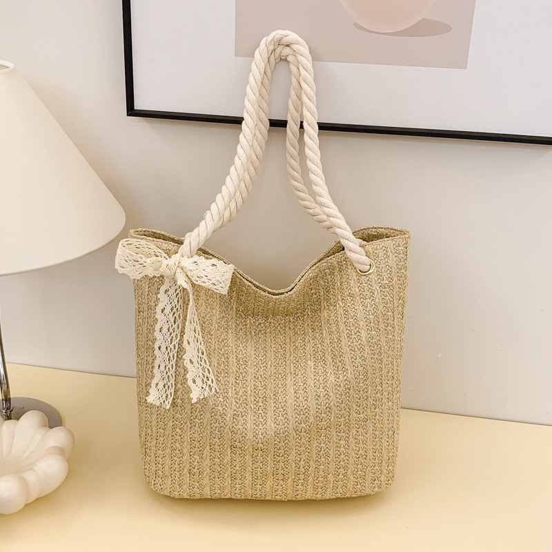 Cross-Border Straw Woven Underarm Women's Bag 2025 Summer Woven Bag Casual Vacation Beach Women's Shoulder Handbag
