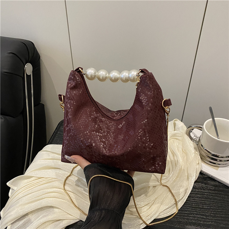 2025 Retro Minimalist Solid Color Pearl Shoulder Crossbody Handbag for Women - Image 4