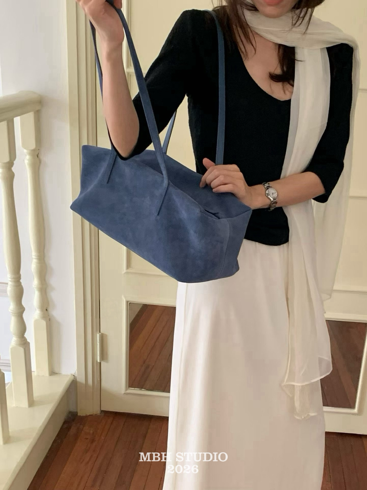 MBH Korean Dongdaemun Style Baguette Bag in Top Layer Matte Cowhide - Image 2