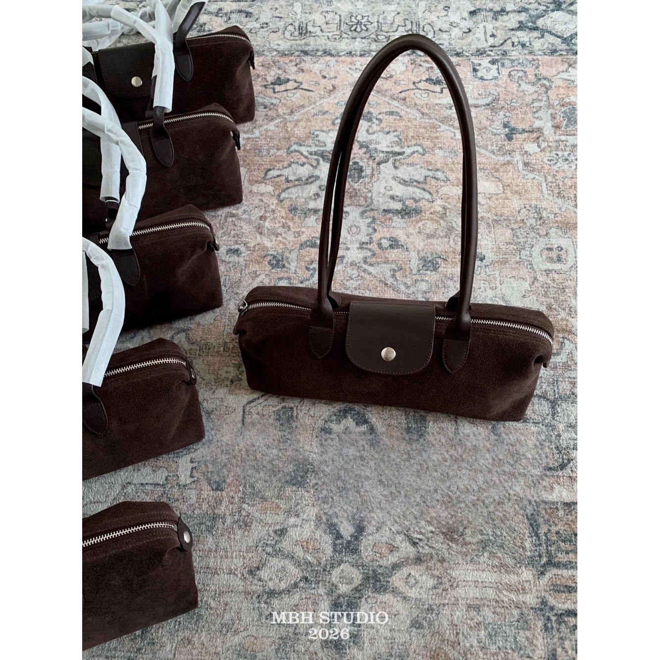 MBH Matte Leather Vintage Baguette Bag Large Shoulder Commuter Bag - Image 5